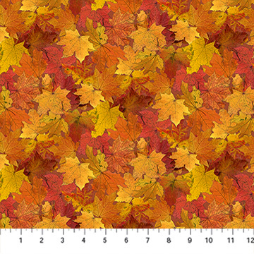 Night Owl Leaves Orange Multi Deborah Edwards Northcott Cotton Fabric NC-DP28851-56