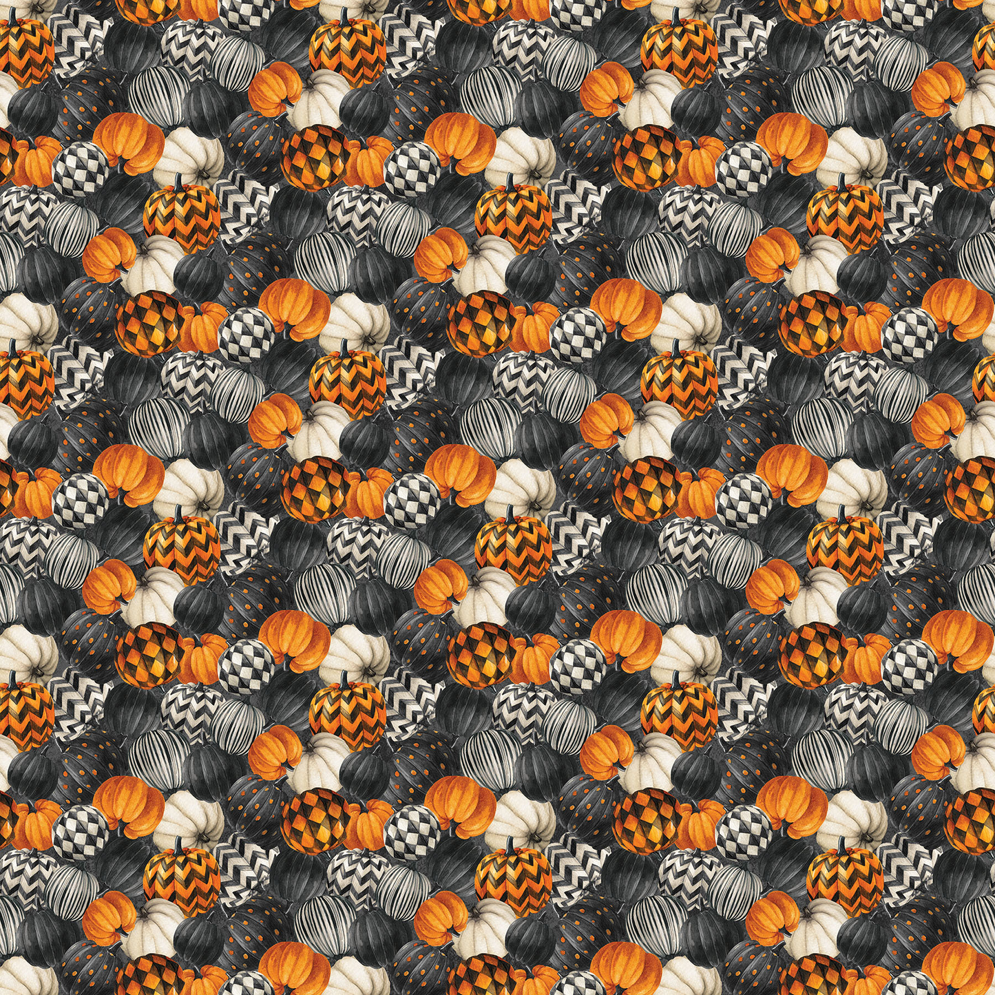 Night Owl Packed Pumpkins Charcoal Multi Deborah Edwards Northcott Cotton Fabric NC-DP28848-96
