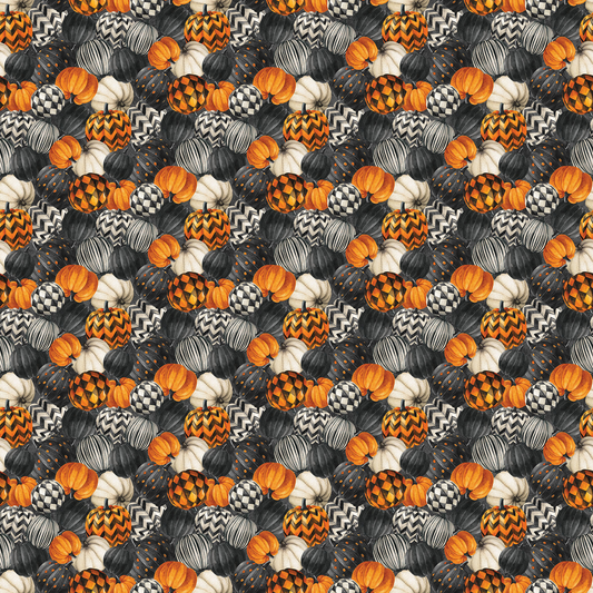 Night Owl Packed Pumpkins Charcoal Multi Deborah Edwards Northcott Cotton Fabric NC-DP28848-96