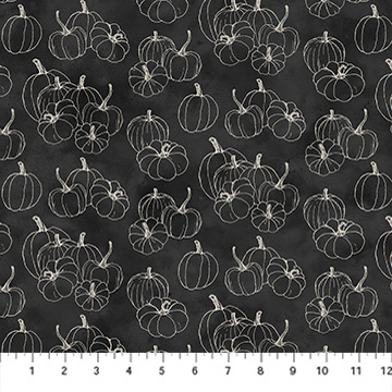 Night Owl Pumpkin Blender Charcoal Deborah Edwards Northcott Cotton Fabric NC-DP28852-96