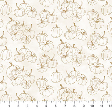 Night Owl Pumpkin Blender Cream Deborah Edwards Northcott Cotton Fabric NC-DP28852-11