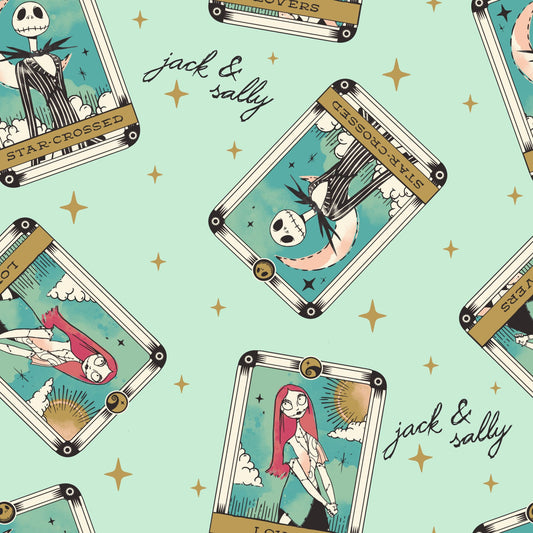 Nightmare Before Christmas Starcrossed Lovers Jack & Sally Tossed Blue Springs Creative Cotton Fabric