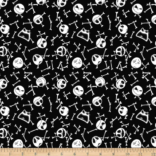 Disney Nightmare Before Christmas Jack Bone Toss Black Springs Creative Cotton Fabric