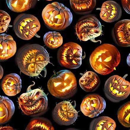 Nightmare at Halloween Pumpkin Toss Black Adrian Chesterman Michael Miller Cotton Fabric MM-DDC12733-BLAC-D