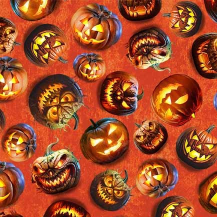 Nightmare at Halloween Pumpkin Toss Orange Adrian Chesterman Michael Miller Cotton Fabric MM-DDC12733-ORAN-D