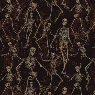 Nightmare at Halloween Skeleton Walk Mud Brown Adrian Chesterman Michael Miller Cotton Fabric MM-DDC12731-MUDX-D