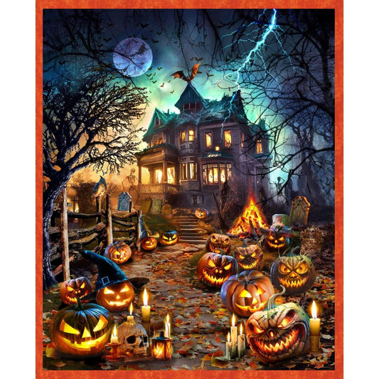 Nightmare at Halloween Witches Forest Panel 24" Adrian Chesterman Michael Miller Cotton Fabric MM-DDC12738-MULT-D