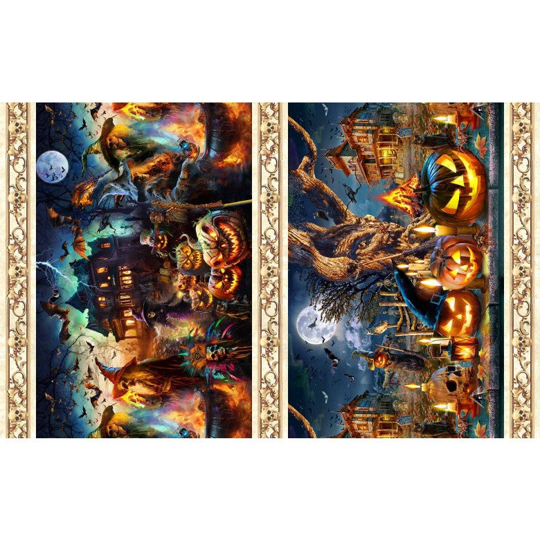 Nightmare at Halloween Street Multi Adrian Chesterman Michael Miller Cotton Fabric MM-DDC12736-MULT-D