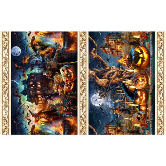 Nightmare at Halloween Street Multi Adrian Chesterman Michael Miller Cotton Fabric MM-DDC12736-MULT-D