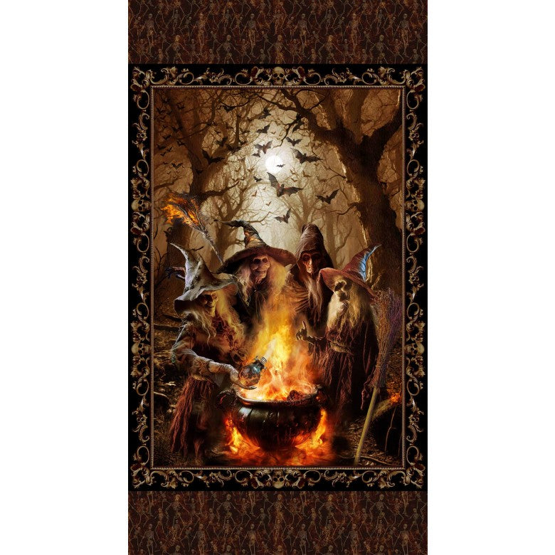 Nightmare at Halloween Witches Forest Panel 24" Adrian Chesterman Michael Miller Cotton Fabric MM-DDC12738-MULT-D | US Fabric Shop