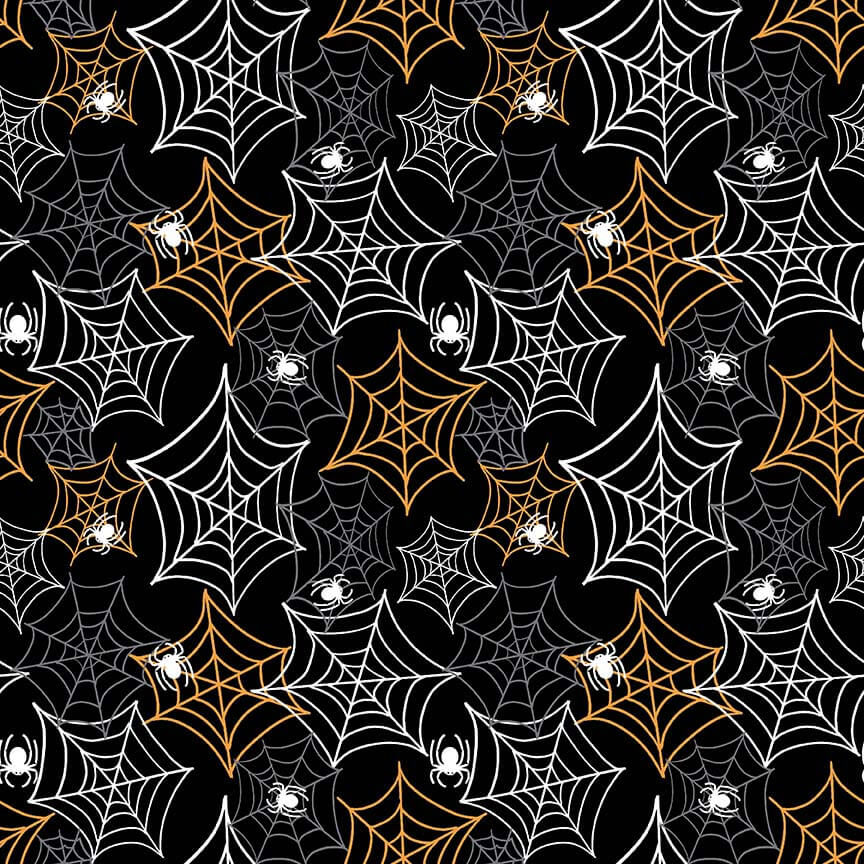 Nights of Olde Salem Spiderweb Black Glow in the Dark Shelly Comiskey Henry Glass Cotton Fabric