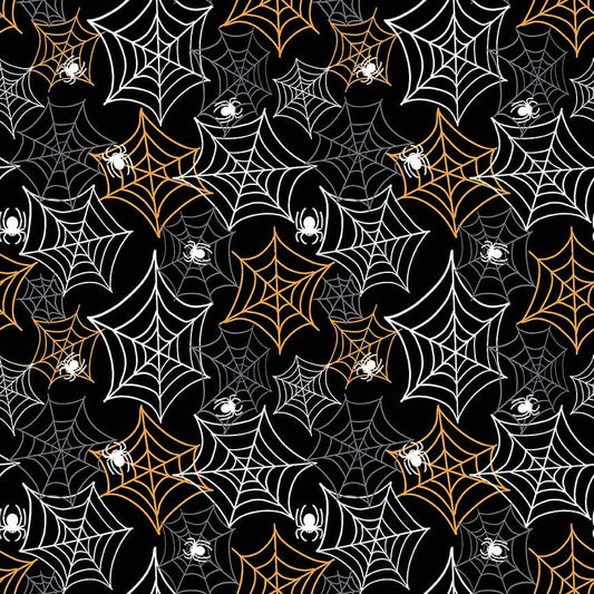 Nights of Olde Salem Spiderweb Black Glow in the Dark Shelly Comiskey Henry Glass Cotton Fabric