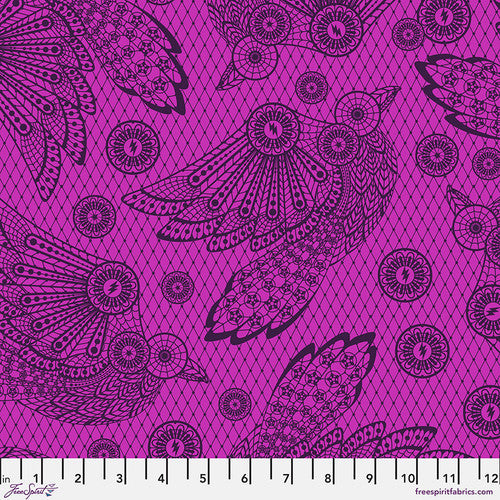 Nightshade Deja Vu Raven Lace Oleander Pink Tula Pink Free Spirit Cotton Fabric