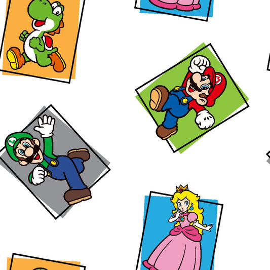 Nintendo Character Color Block White Springs Creative Cotton Fabric SC-80196