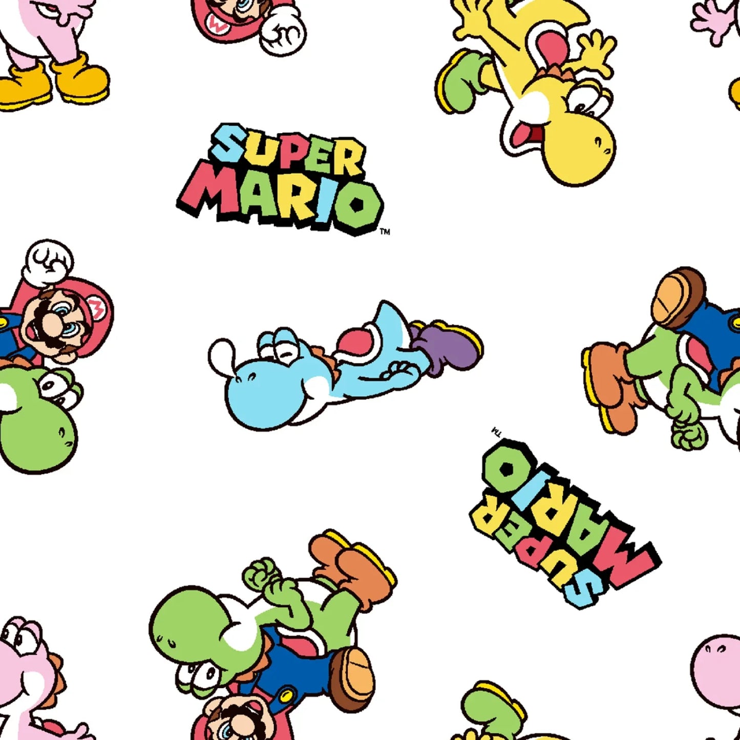 Nintendo Mario and Yoshi White Springs Creative Cotton Fabric SC-80194