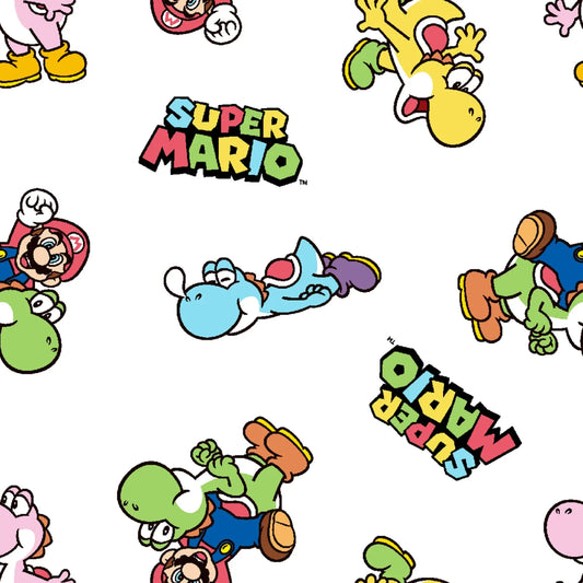 Nintendo Mario and Yoshi White Springs Creative Cotton Fabric SC-80194