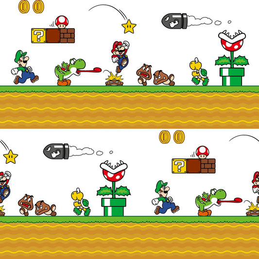 Nintendo Super Mario Side Scroller White Springs Creative Cotton Fabric SC-79803
