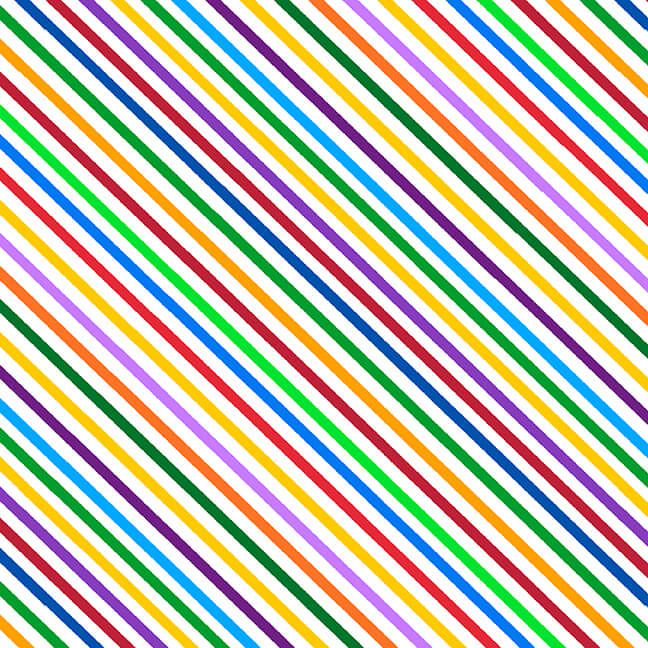 Nitty Gritties Biased Stripe Rainbow White Urban Essence Blank Quilting Cotton Fabric