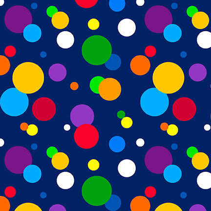 Nitty Gritties Dots Rainbow Blue Urban Essence Blank Quilting Cotton Fabric