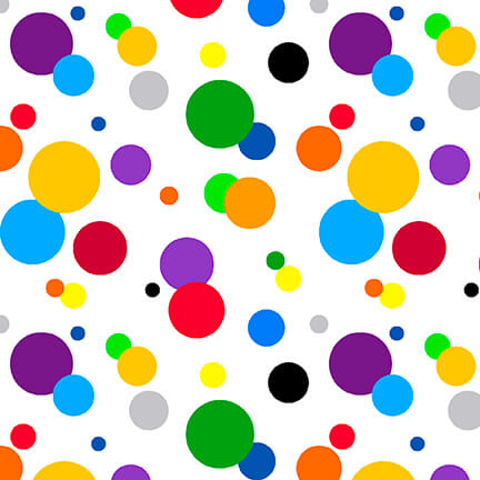 Nitty Gritties Dots Rainbow White Urban Essence Blank Quilting Cotton Fabric