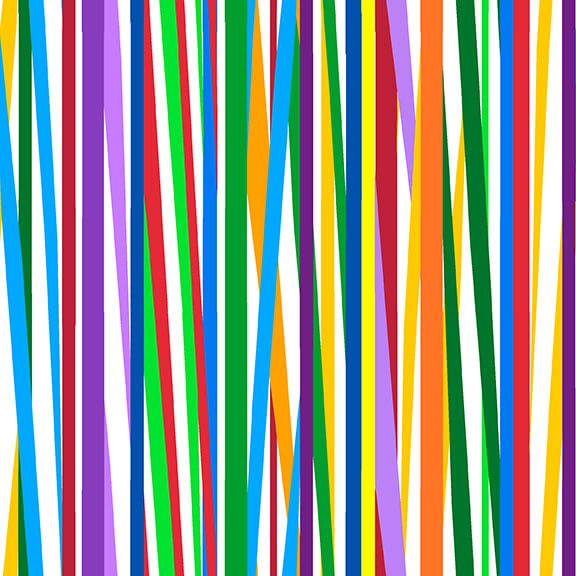 Nitty Gritties Irregular Stripe Rainbow White Urban Essence Blank Quilting Cotton Fabric