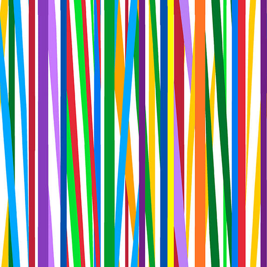 Nitty Gritties Irregular Stripe Rainbow White Urban Essence Blank Quilting Cotton Fabric