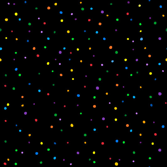 Nitty Gritties Mini Dots Rainbow Black Urban Essence Blank Quilting Cotton Fabric