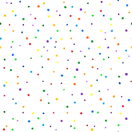 Nitty Gritties Mini Dots Rainbow White Urban Essence Blank Quilting Cotton Fabric