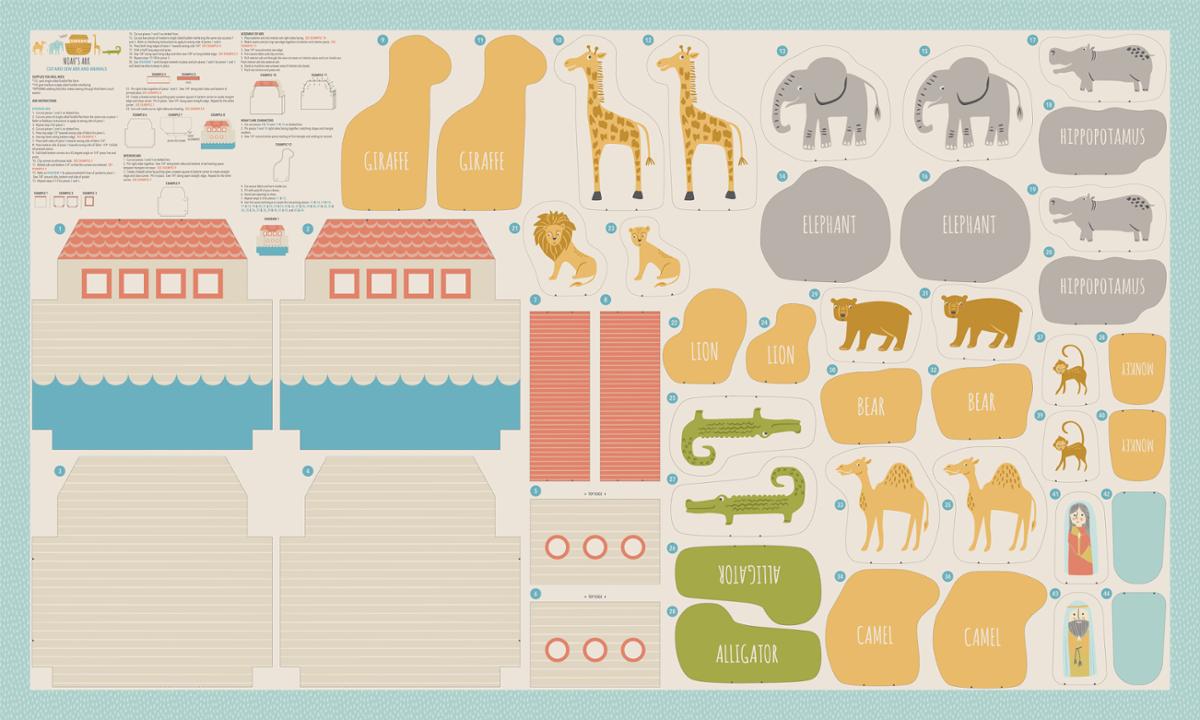 Noah's Ark Cut Sew Project Panel 36" X 60" Cloud Beige Stacy Iest Hsu Moda Cotton Fabric | US Fabric Shop