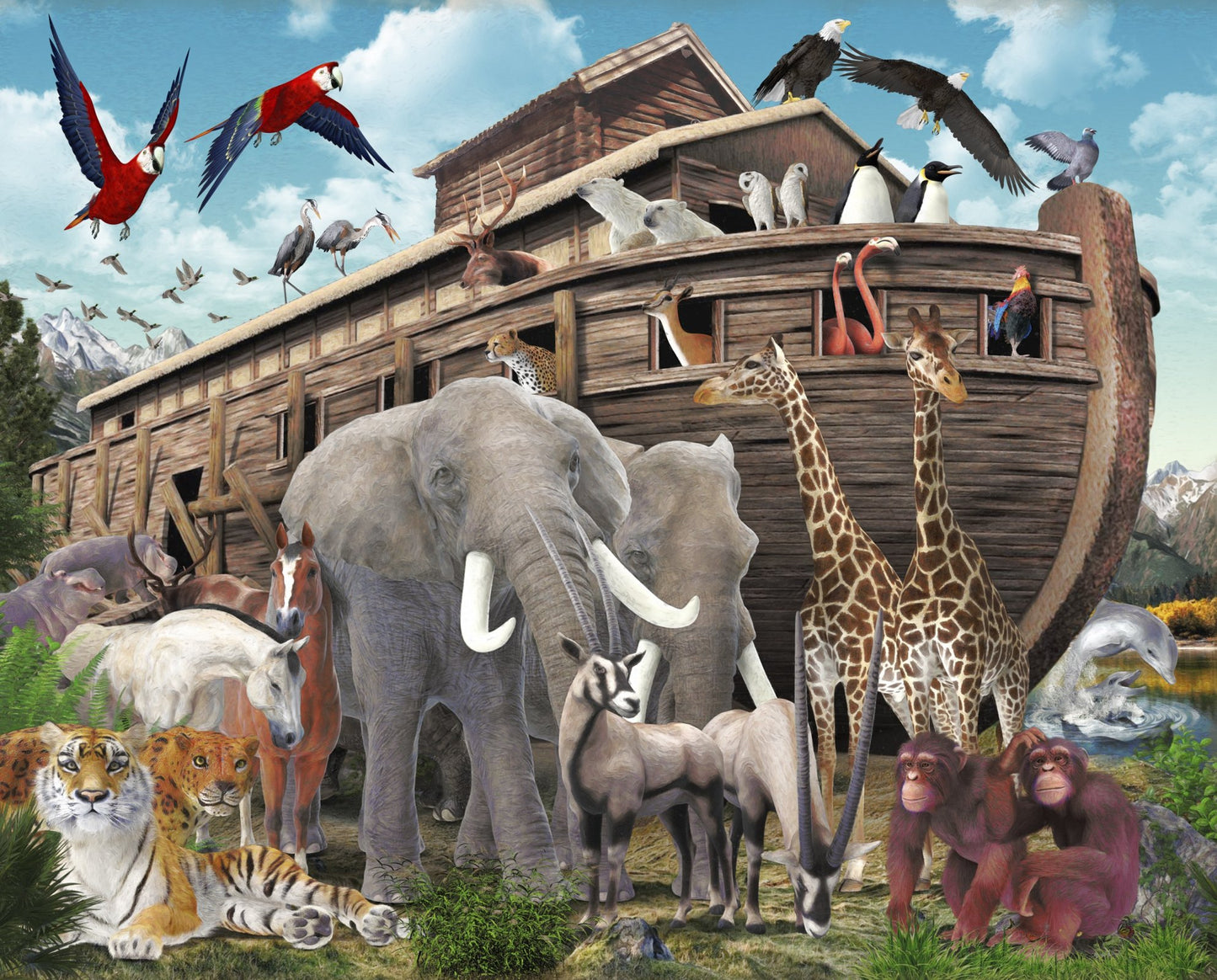 Noah's Ark Panel 36" Multi David Textiles Cotton Quilting Fabric DT-AH-0004-3C-1