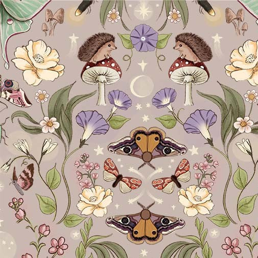 Nocturnal Garden Lunar Moths Blush Belle & Boo Out to Play Michael Miller Cotton Fabric MM-DDC12364-BLUS-D | US Fabric Shop