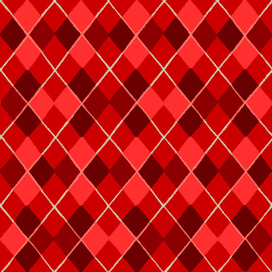 Noel 2023 Argyle Red Oasis Fabrics Cotton Fabric