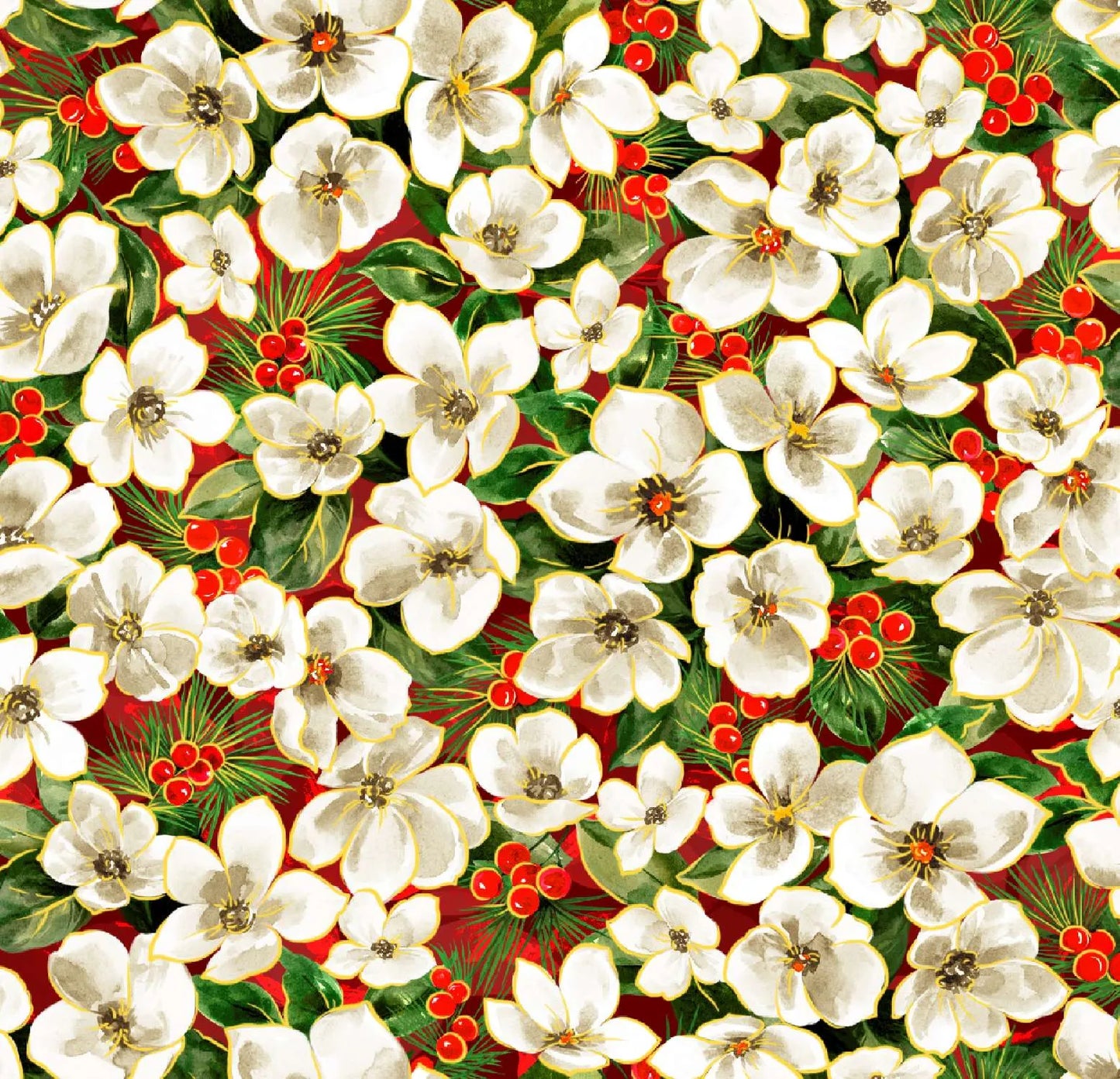 Noel Small Floral Red Oasis Fabrics Cotton Fabric