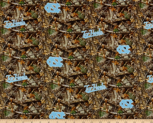 North Carolina at Chapel Hill Tarheels NCAA UNC Realtree Camouflage Allover Sykel Cotton Fabric