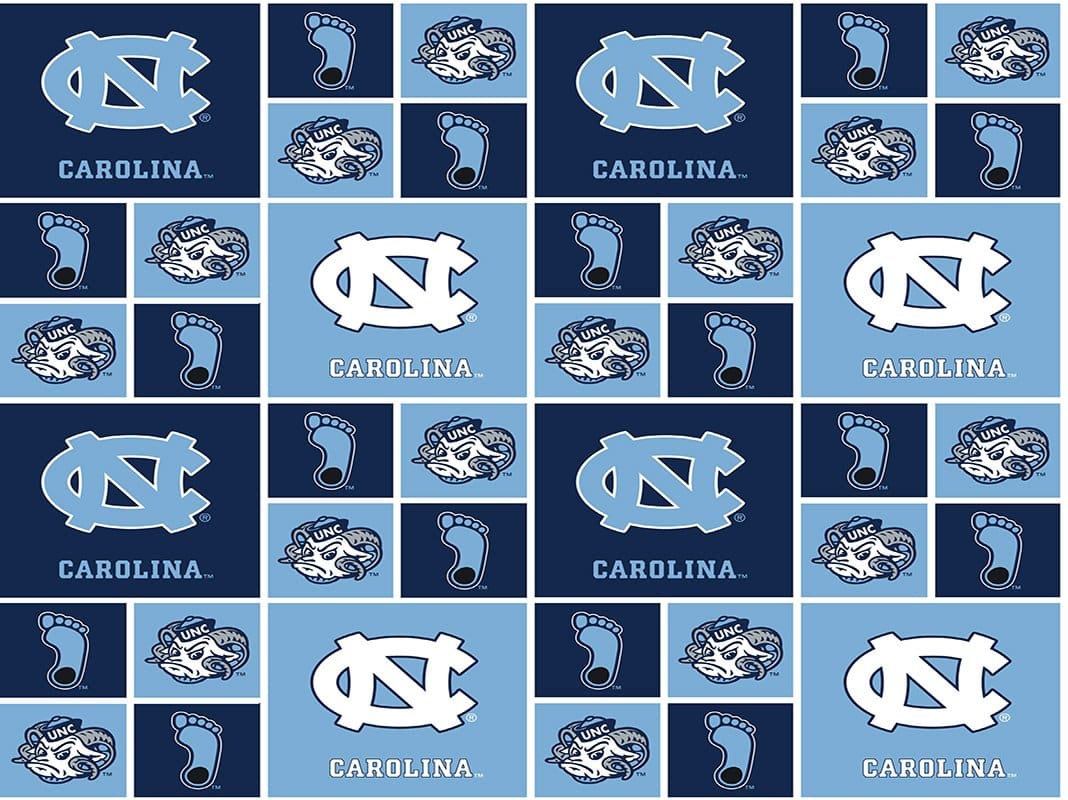 North Carolina at Chapel Hill Tar Heels NCAA UNC Block Sykel Cotton Fabric UNC-020