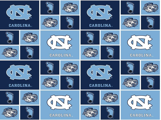 North Carolina at Chapel Hill Tar Heels NCAA UNC Block Sykel Cotton Fabric UNC-020