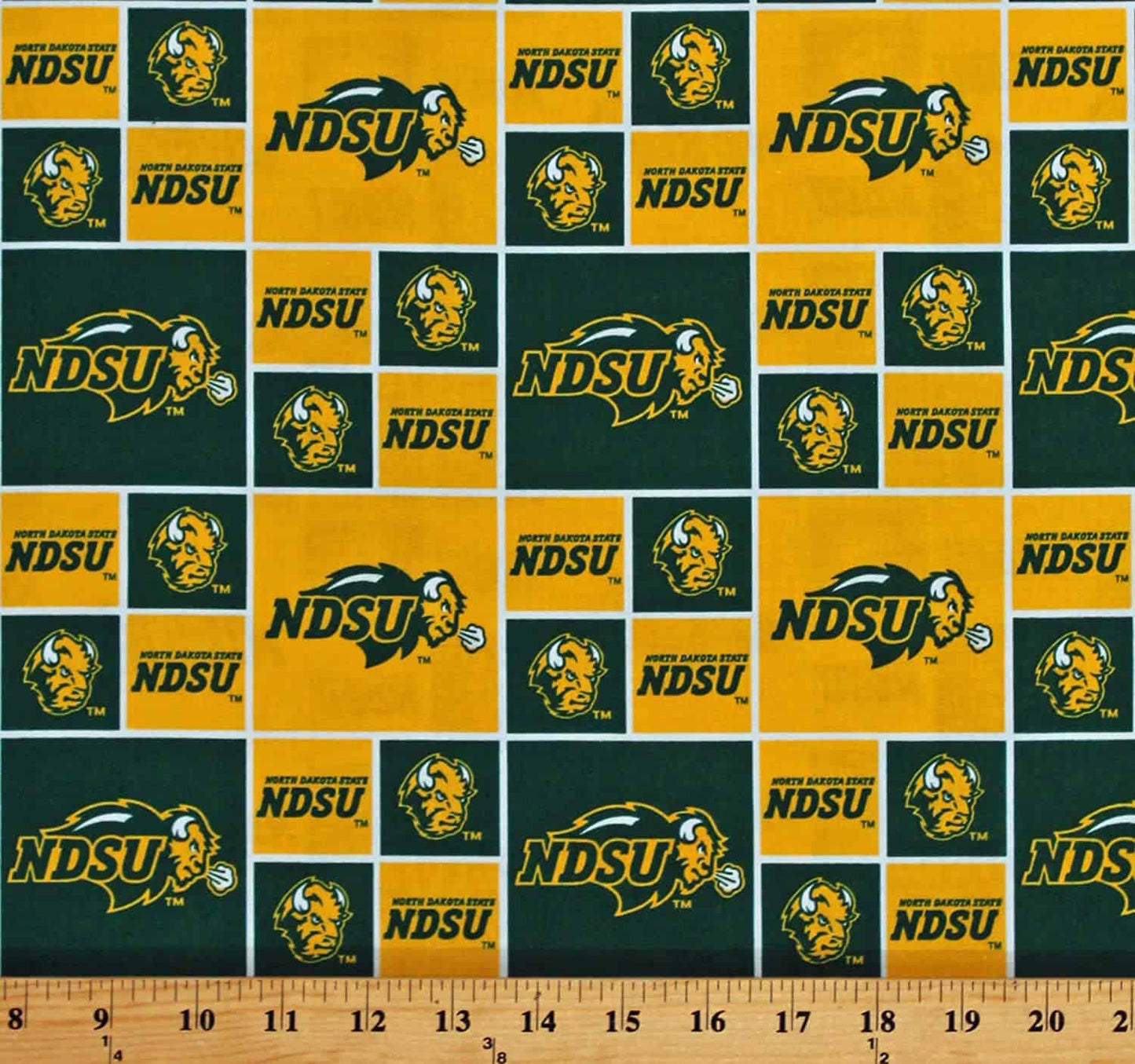 North Dakota State Bison NCAA NDSU Box design Cotton Fabric