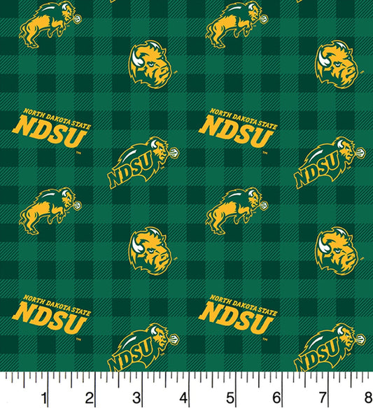 North Dakota Bison NCAA NDSU Buffalo Plaid Design Cotton Fabric