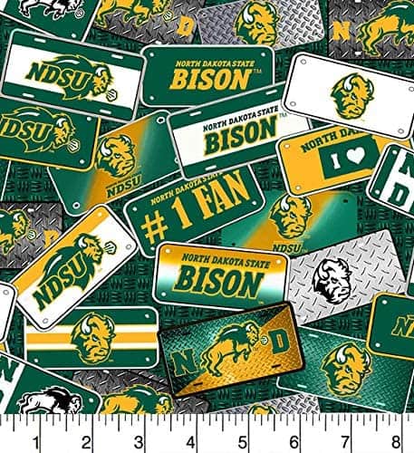 North Dakota State Bison NCAA NDSU License Plate design Cotton Fabric