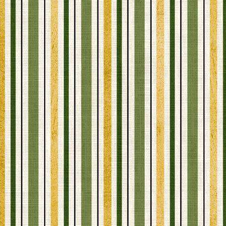 North Pole Express Multi Stripe Metallic Gold Green by Pela Studio P&B Textiles Cotton Fabric