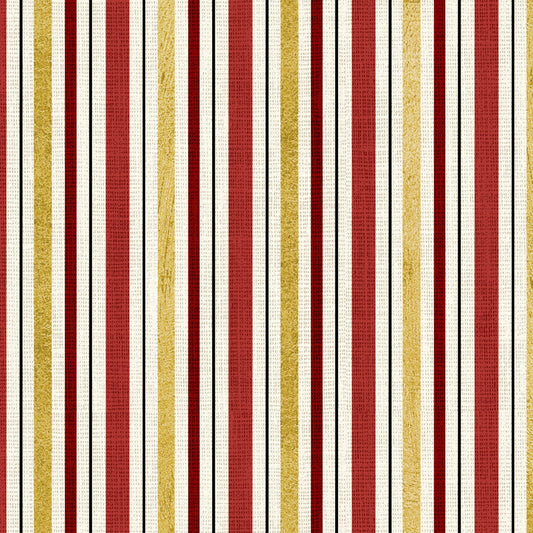 North Pole Express Multi Stripe Metallic Gold Green Pela Studio P&B Textiles Cotton Fabric