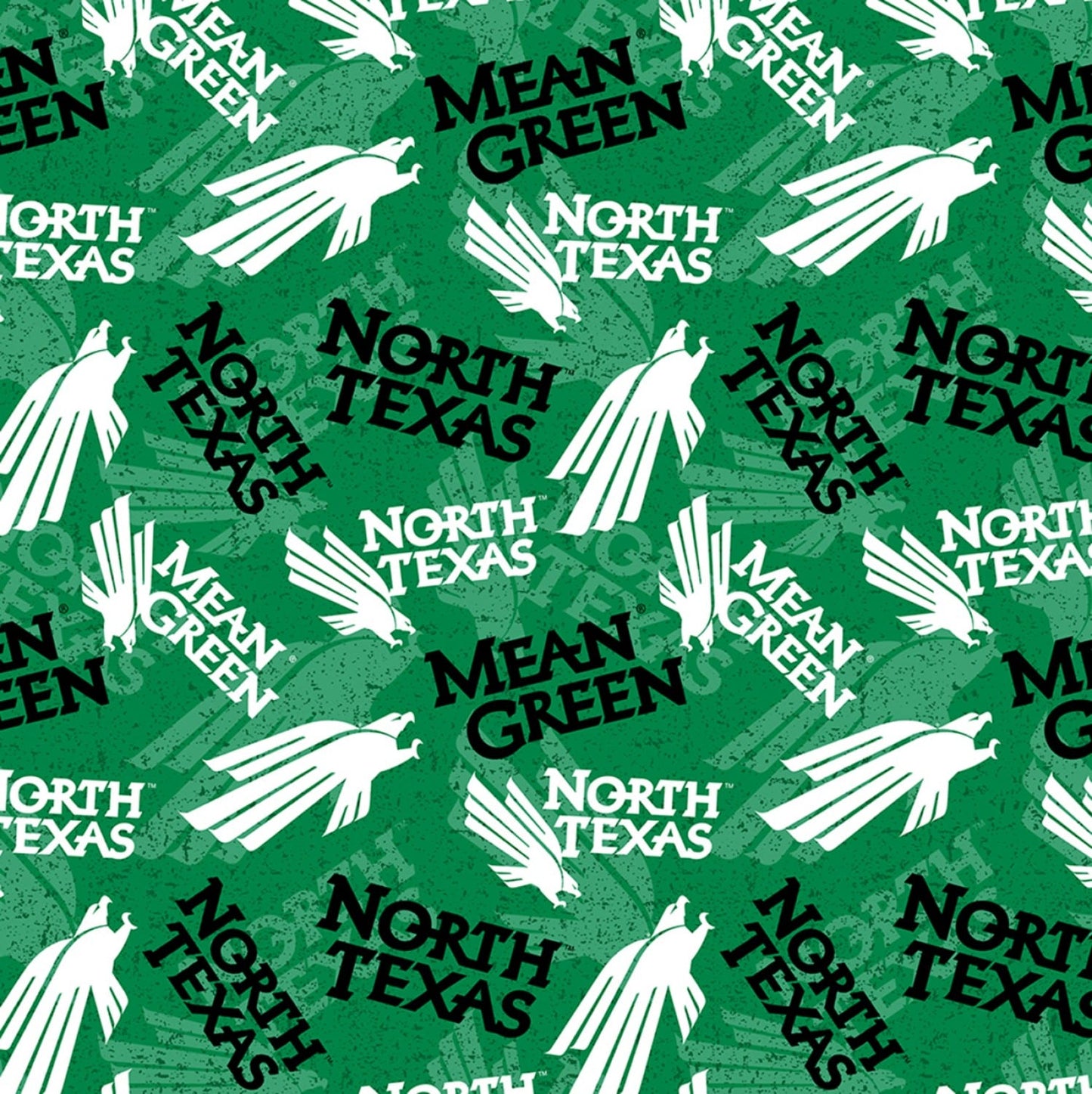 North Texas Mean Green NCAA Tone on Tone Design Cotton Fabric