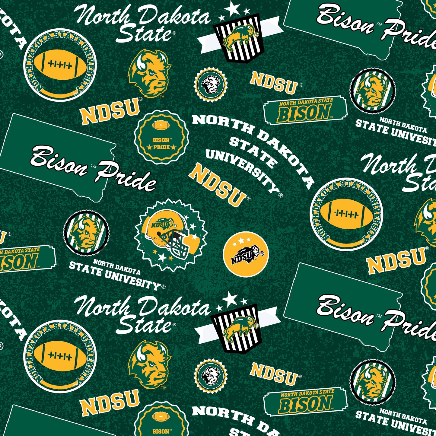 North Dakota State Bison NCAA NDSU Home State design Cotton Fabric NDS-1208