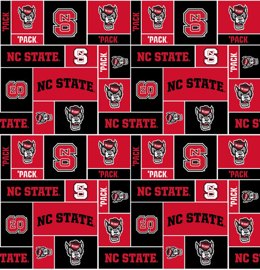 North Carolina State Wolfpack FLEECE NCAA College Geometric Box Sykel Enterprises 58-60 inches wide Polyester Fleece Fabric NCS-012