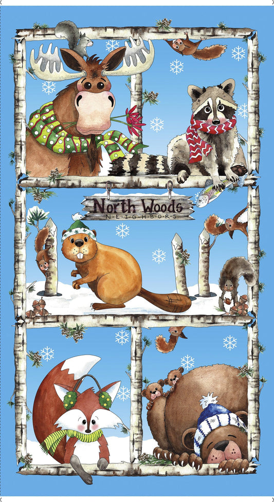 North Woods Neighbor 24" Panel Blue Desiree Designs Quilting Treasures