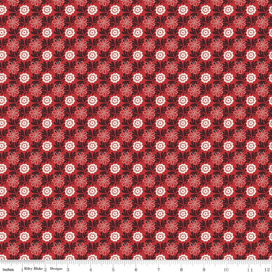 Northanger Abbey Floral Captain Red Jane Austen's House Riley Blake Designs Cotton Fabric RB-C17899-CAPTAIN