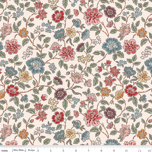 Northanger Abbey Morland Floral Cream Jane Austen's House Riley Blake Designs Cotton Fabric RB-C17890-CREAM