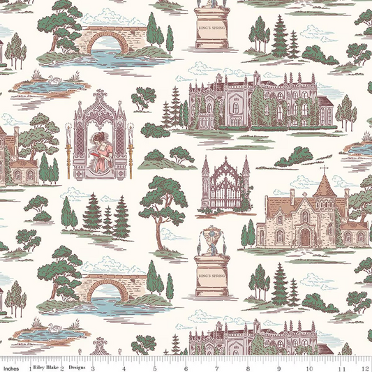 Northanger Abbey Scenic Toile Cloud Cream Jane Austen's House Riley Blake Designs Cotton Fabric RB-C17894-CLOUD