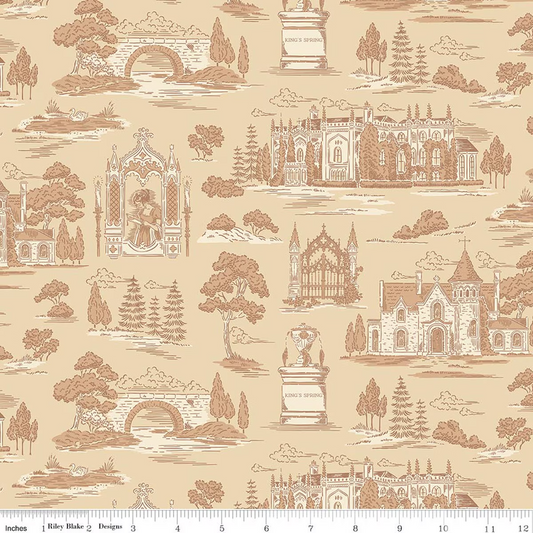 Northanger Abbey Scenic Toile Vanilla Beige Jane Austen's House Riley Blake Designs Cotton Fabric RB-C17894-VANILLA