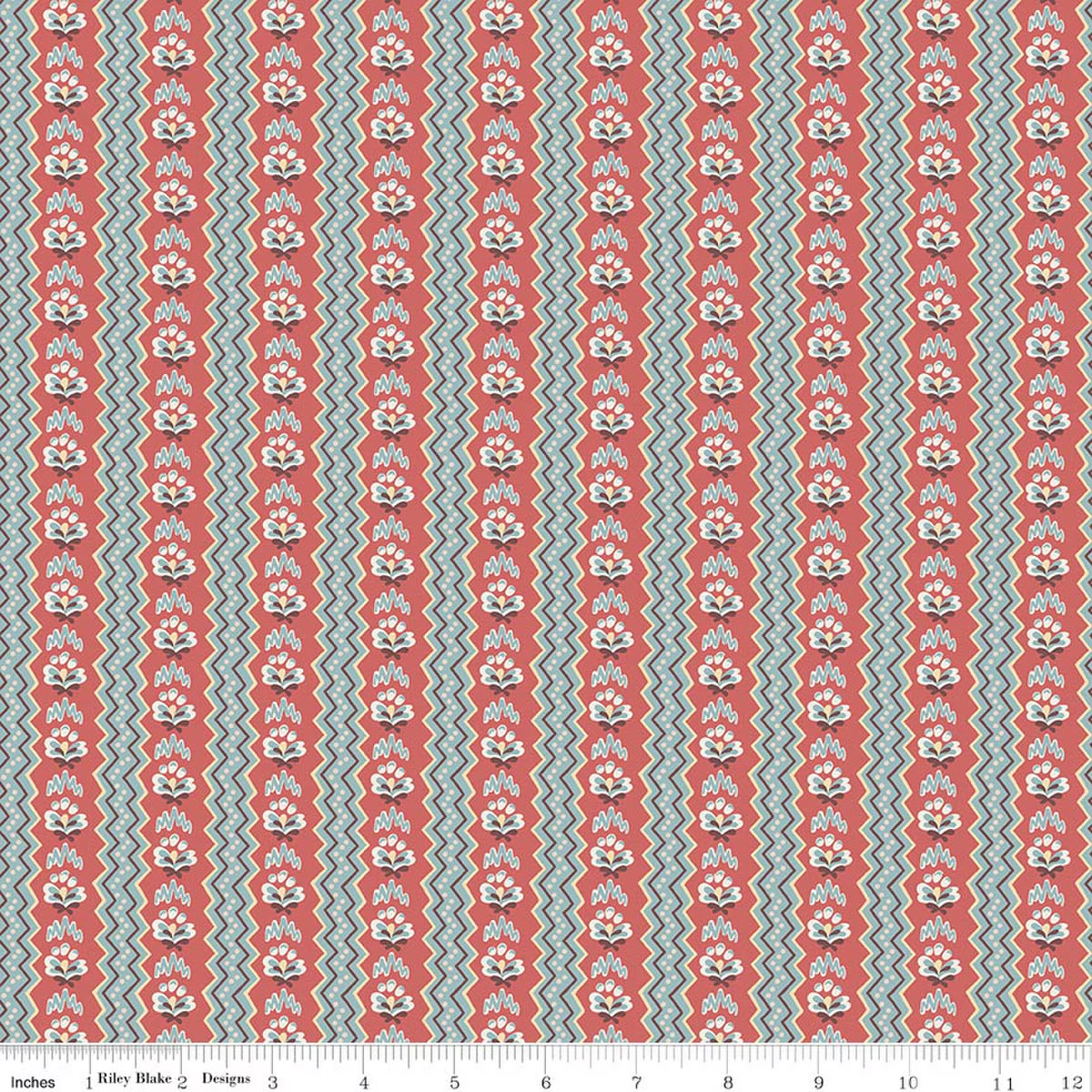 Northanger Abbey Stripe General Orange Blue Jane Austen's House Riley Blake Designs Cotton Fabric RB-C17896-GENERAL